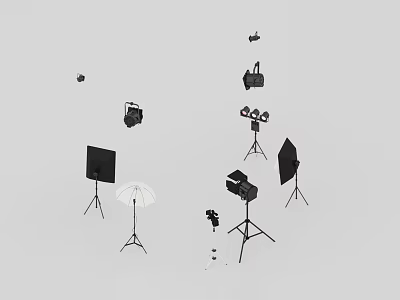 Professional Commercial Photography Equipment With Studio Lighting Tripods Reflectors And Stands 3d model