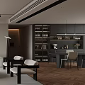 Modern Minimalist Restaurant Sofa Coffee Table Combination Island Table Dining Table and Chair Combination Sofa Background Wall Large Flat Guest Restaurant Single Leisure Chair 3d model