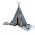 Cozy Teepee Style Kids Tent with Butterfly Giraffe Patterns and Striped Cushions