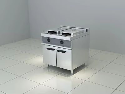 Modern Stainless Steel Kitchen Cooking Appliance with Stove Top and Cabinet 3d model