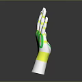 White Gloves With Green Yellow Markings For Interactive Technology And Sensing Applications 3d model