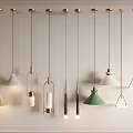 Modern Interior Decor Featuring Various Design Pendant Lights In Gold White Green And Geometric Shapes
