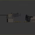 Military Machine Guns With Ammunition Boxes And Scattered Bullets On 3d model