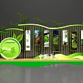 China France Themed Exhibition Booth With Green Design Bamboo Plants And Display Panels