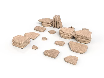 Brown Sculpture Carving Stone Slabs In Various Shapes And Sizes 3d model