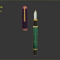 Premium Fountain Pen Set With Black Gold Trim Cap Green Body And Polished Nib Design