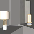 Modern Table Lamps With Gold Metal Frame White Shade And Marble Base