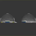 Two Transparent Respirator Masks With Mesh Structure And Yellow Blue Components