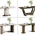 Modern Dining Tables With Marble Tops Decorative Plants And Varied Leg Designs