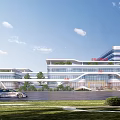 Modern Architectural Complex With Green Roofs And Urban Surrounding Landscape