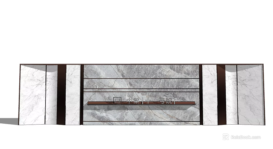 Modern Luxury Feature Wall Design With Gray Marble Texture And Metal Frames 3d model