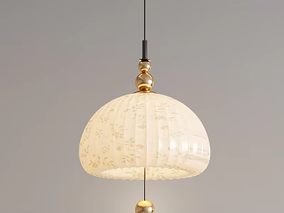 Modern Round Dome Ceramic Chandelier With White Finish And Gold Decorative Accents 3d model