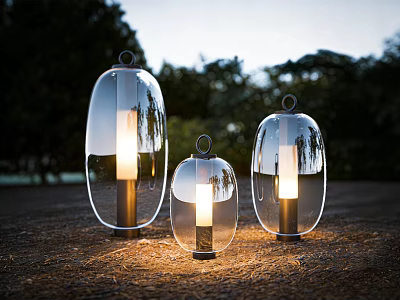 Modern Outdoor Decorative Lights With Transparent Glass And Warm Glow For Garden 3d model