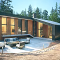 Detached Villa in Pine Forest with Solar Panels Winding Driveway and Garage