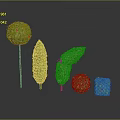 Green Plants With Small Red Fruits In Various Shapes And Different Heights On Gray Background