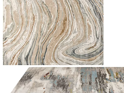 Square Rug With Abstract Wavy Patterns In Neutral Tones Modern Design For Living Room Decor 3d model