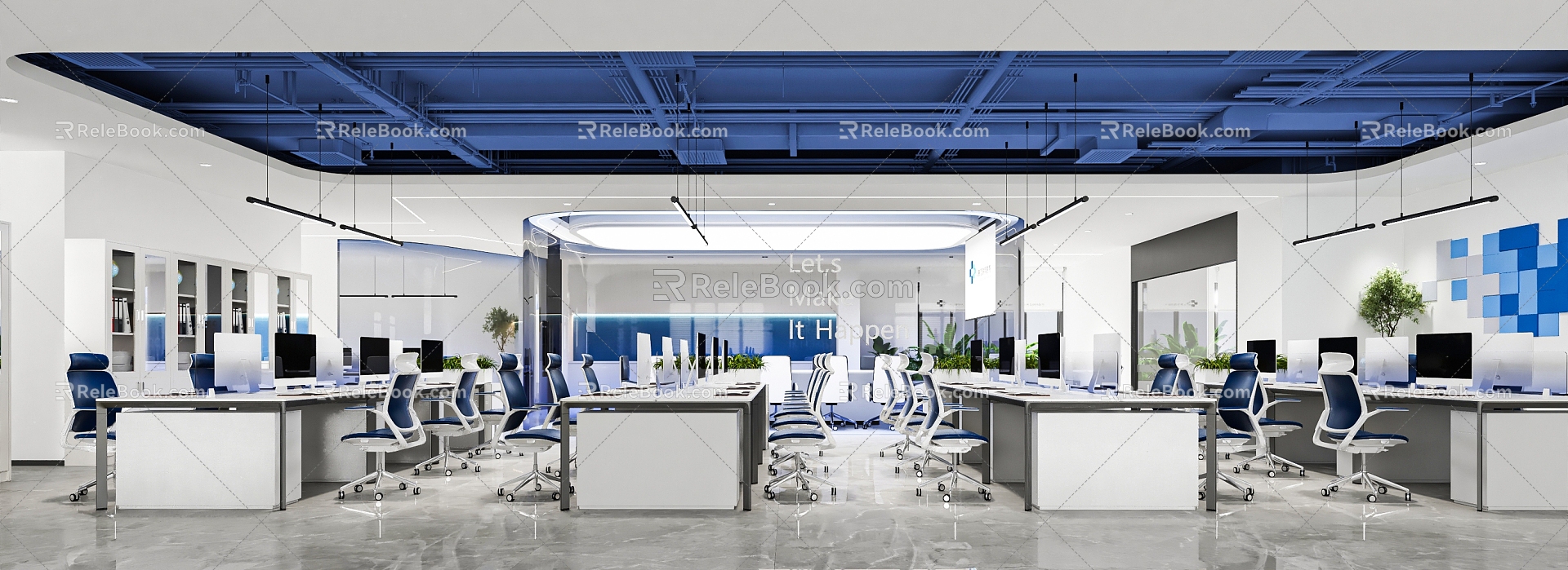 Modern public office area 3d model