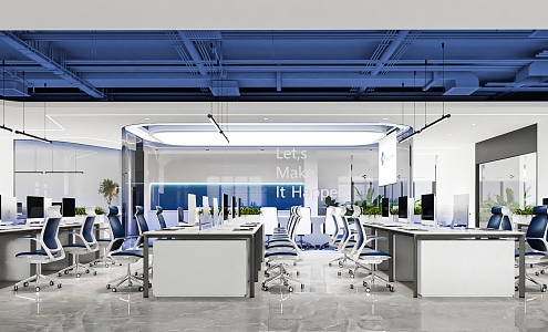 Modern public office area 3d model