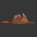 Realistic Red Rock 3D Terrain Scene Component With Natural Rock Formations