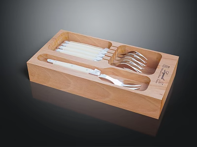 Wooden Tray with Compartments for Organizing Kitchen Utensils and Cutlery 3d model