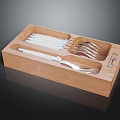 Wooden Tray with Compartments for Organizing Kitchen Utensils and Cutlery