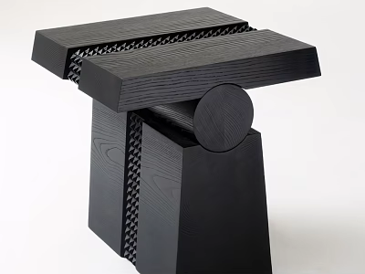 Modern Black Bar Counter With Geometric Design And Circular Support Base 3d model