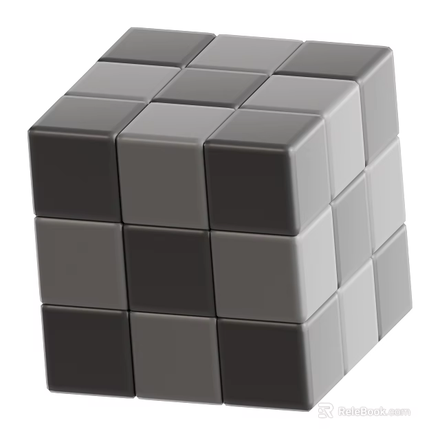 Gray And Dark Gray Cube Shaped Multi Layer Stacked Building Blocks Design 3d model 