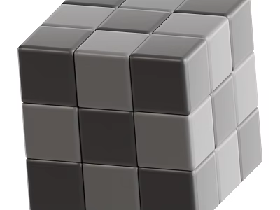 Gray And Dark Gray Cube Shaped Multi Layer Stacked Building Blocks Design 3d model