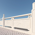 Chinese guardrail building components white marble guardrail 3d model