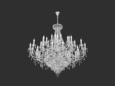Luxurious Crystal Chandelier With Ornate Design Candle Shaped Arms And Crystal Pendants 3d model