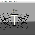 Transparent Dining Table And Chairs Set With Metal Frame And Green Plant Decor