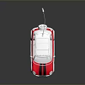 Red Remote Control Car With White Roof Black Stripes And Antenna