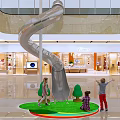 Indoor Mall Playground Featuring Stainless Steel Slide And Kids Playing