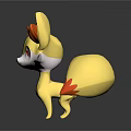 Yellow Fox Game Movie Character With Big Ears Red Eyes And Orange Tail Tip