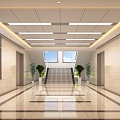 New Chinese-style Office Hall Entrance Stairs and Guard Room 3d model