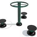Modern Green Metal Side Table With Circular Top Ring And Black Round Platforms 3d model