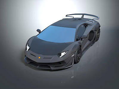 Modern Black Sports Car With Sleek Body Rear Spoiler And Headlights 3d model