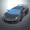 Modern Black Sports Car With Sleek Body Rear Spoiler And Headlights