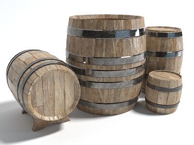 Style Wooden Barrel Water Barrel Oil Barrel Wine Barrel Decorative Ornaments model