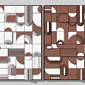 Modern Geometric Wall Art With Brown White Curves And Abstract Shapes