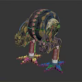 Armored Black And Yellow Mechanical Creature With Spring Legs And Clawed Metal Base