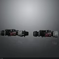 Black And Silver Weapon Scopes With Red Markings On Gray Background 3d model