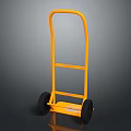 Orange Hand Cart With Black Wheels And Handle For Transport Applications