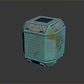 Modern Green Hexagonal Metallic Storage Container With Striped Design Lid And Rolling Wheels