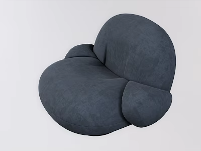 Dark Blue Single Sofa With Rounded Design And Plush Velvet Fabric For Living Room 3d model