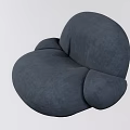 Dark Blue Single Sofa With Rounded Design And Plush Velvet Fabric For Living Room