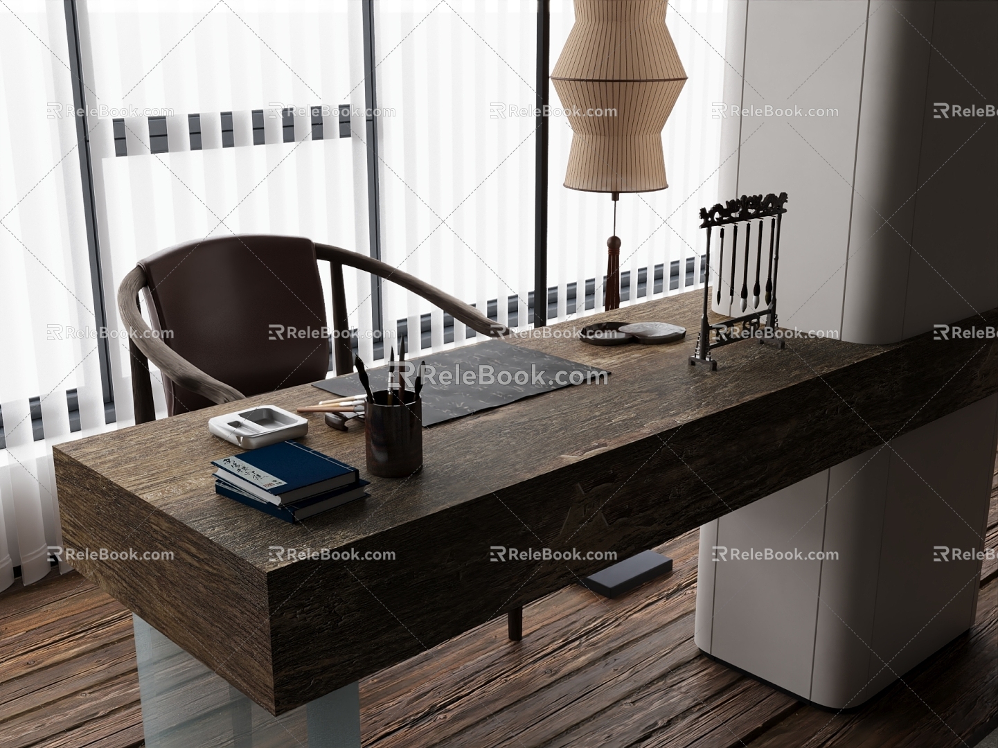 Modern Middle Ancient Tea Room Tea Table and Chair 3d model