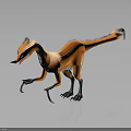 3D Rendered Orange Feathered Dinosaur like Creature With Blue Claws And Sharp Teeth