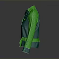 Green And Teal Color Block Jacket With Zipper Closure Stand Collar And Pockets