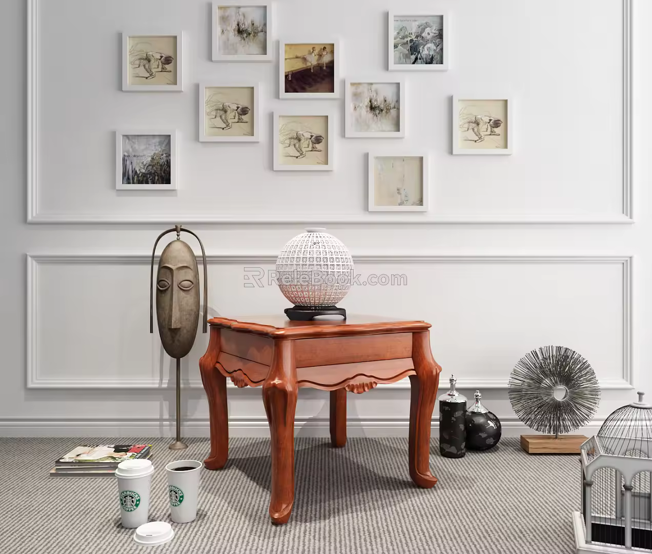 Jane European bedside table coffee table 3d model